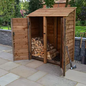 Cottesmore 6ft Log Store with Doors - L80 x W150 x H181 cm - Rustic Brown