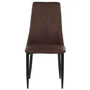 Set of 2 Dining Chairs CLAYTON Faux Leather Brown