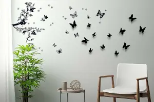 3D Butterfly and Black Vine 3D Butterflies Stock Clearance Wall Decor Art