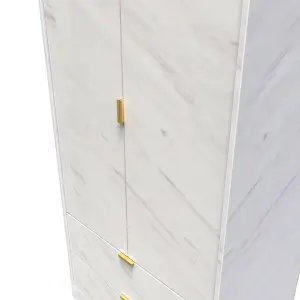 Fuji 2 Door 2 Drawer Wardrobe in Marble (Ready Assembled)