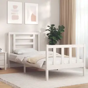 Berkfield Bed Frame with Headboard White 100x200 cm Solid Wood