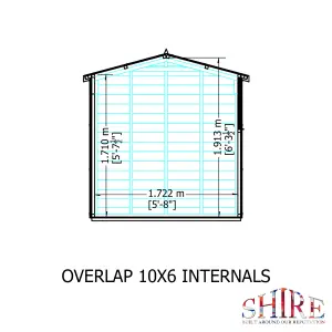 Shire Overlap 10x6 Double Door Shed with Windows