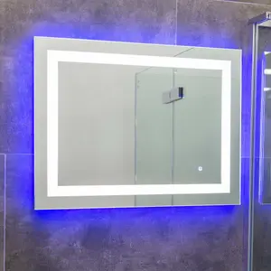 Luca LED Illuminated Backlit Bathroom Mirror with White and Blue Light (H)600mm (W)800mm