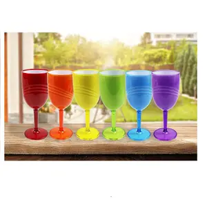 Coloured Plastic Wine Glasses Goblets Pack of 6 Two Tone Champagne Cocktail Drinks