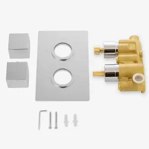 Flora 3 Way Round Concealed Thermostatic Mixer Valve Bath Filler Hand Shower