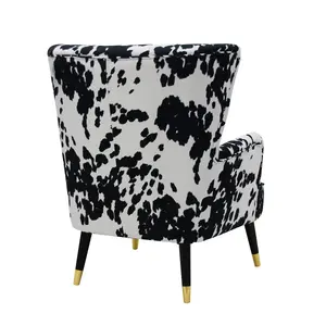 Fabric Cow Print Victoria Accent Wingback Chair