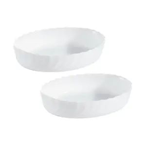 URBNLIVING 22cm Diameter White Oval Serving Dish Bowl Set of 2