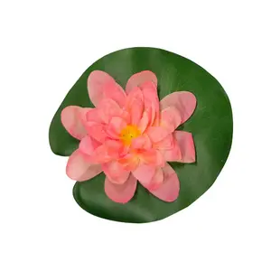 Pisces 3 Pack Large 24cm Pink Floating Lily Artifical Pond Plant Decoration Lillies