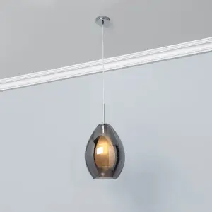 Inlight Batu Satin Smoke tinted effect LED Pendant ceiling light, (Dia)250mm