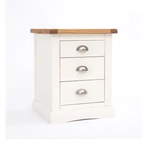 Cosenza 3 Drawer Bedside Table Chrome Cup Handle