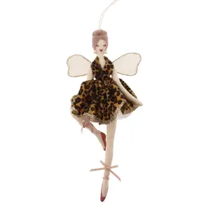 Velvet Animal Print Ballerina Hanging Figurine Ornament