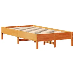 Berkfield Bed Frame without Mattress Wax Brown 75x190 cm Small Single Solid Wood Pine