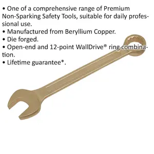 32mm Non-Sparking Combination Spanner with Open-End and 12-Point WallDrive Ring