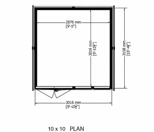 Shire 10 x 10 Feet Double Door with Two Opening Windows Dip Treated Garden Studio Summerhouse