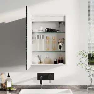 Wall-mounted LED Mirror Single Door Storage Cabinet with Sensor 70 x 50cm