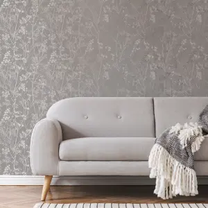 Sublime Pale Gold Hedgerow Smooth Wallpaper Sample