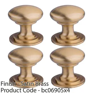 4 PACK - Victorian Tiered Door Knob - 42mm Satin Brass Cabinet Pull Handle Round Rose