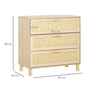 HOMCOM 3 Drawer Cabinet Storage Cupboard Sideboard Organiser Living Room