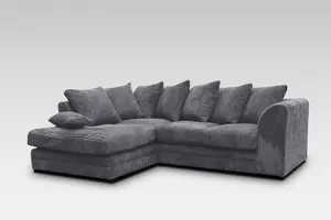 Chicago Jumbo Cord Left Hand Facing Corner Sofa Grey