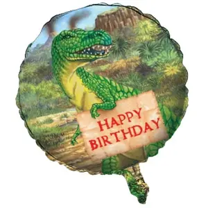 Dinosaur Happy Birthday Foil Balloon Green (One Size)