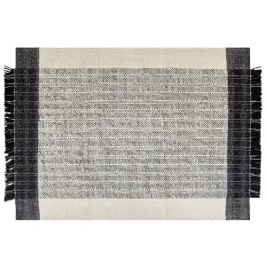 Wool Area Rug 160 x 230 cm Black and White KETENLI