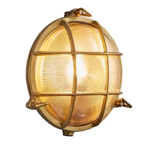 Nordlux Polperro Outdoor Patio Terrace Garden Wall Light In Brass (Height) 9.3cm