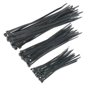 Sealey Cable Tie Assortment Multipurpose Pack Of 75 25 of Each Size Black CT75B