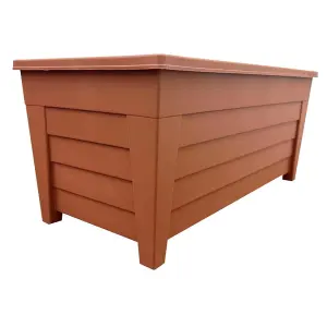 1x Terracotta Large Lightweight 55cm Grosvenor Trough Long Rectangular Flower Plant Pots For Indoor & Outdoor Use