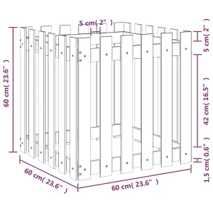 Berkfield Garden Planter with Fence Design 60x60x60 cm Solid Wood Pine