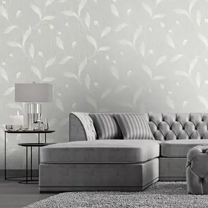 Tiffany Floral Trail Wallpaper Soft Silver Belgravia 41319