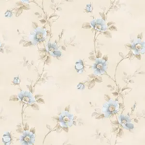 Galerie Rose Garden Blue Pretty Floral Smooth Wallpaper