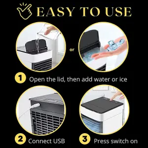 Portable Air Cooler Unit with 3 Speed Fan Night Light Chilled Air for your Bedroom Office Lounge USB