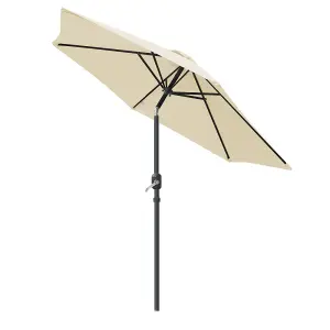 SunDaze 2.5M Cream Garden Parasol Sun Shade Umbrella with Crank Handle & Tilt Mechanism