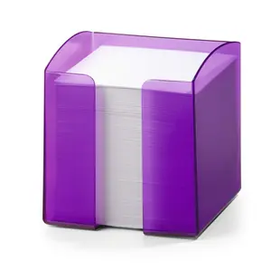 Durable TREND 800 Sheet Note Box Transparent Memo Pad Cube - Clear Purple