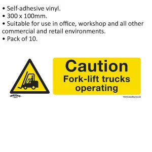 10 Pack of Caution Forklift Truck Safety Signs - Durable Self-Adhesive Stickers