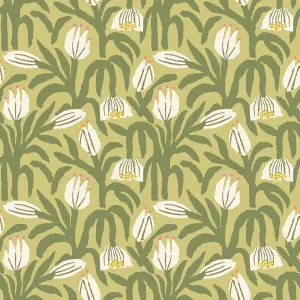 Hoopla Walls Chunky Flower Olive Green Smooth Matt Wallpaper