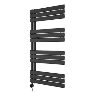 Agadon Lola Open Electric Designer Panel Towel Radiator - 1200 x 600 mm Black - 600 W