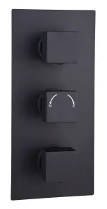 Keenware KBV-132 Malibu Lunar Concealed Two Outlet Shower Valve Wall Kit: Black