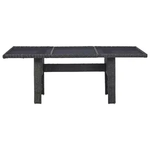 Berkfield Garden Dining Table Black 200x100x74 cm Glass and Poly Rattan