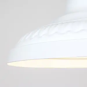 ValueLights Delta Vintage Retro Style Gloss White Metal Easy Fit Ceiling Pendant Lamp Shade