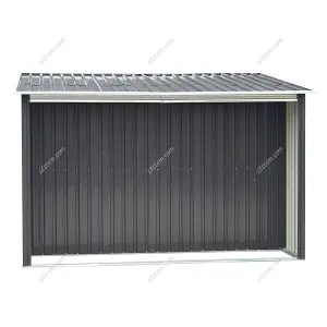 260 D Heavy-Duty Steel Utility Outdoor Garden Shed with Log Store, 8.4 x 8.5 ft, Black