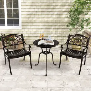 Costway 2 Pcs Cast Aluminum Patio Dining Chairs Heavy Duty Metal Bistro Chairs