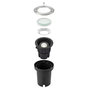 Luminosa Hoxton Outdoor Recessed Ground Light Cool White IP67 10.5W Matt Black Paint & Brushed Stainless Steel