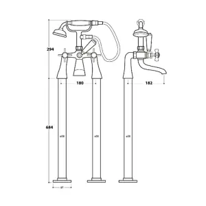 Traditional Henbury Freestanding Bath Shower Mixer in Polished Chrome