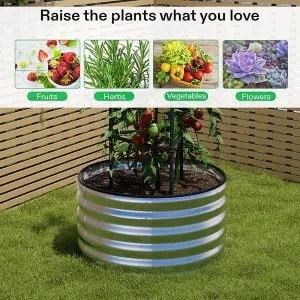 80cm Dia Galvanized Steel Outdoor Raised Garden Bed Round  Garden Bed, Silver