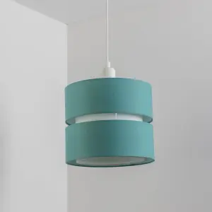 CGC Two Tier Teal Layer Lampshade Shade 30cm Ceiling Pendant Table Lamp Bedside Bedroom Lounge Hallway Kitchen