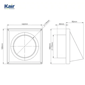 Kair 125mm Wall Outlet - Gravity Grille Stainless Steel Ducting Vent