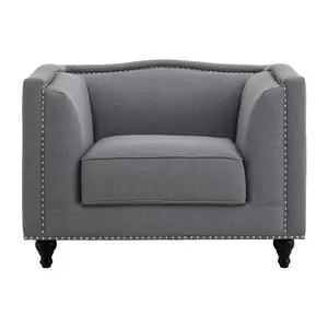 Interiors By Premier Comfortable Grey Fabric Chair, Elegant Armchair For Bedroom, Robust Modern Armchair For Livingroom