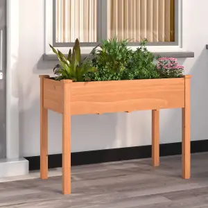 Berkfield Planter with Liner Brown 118x59x76 cm Solid Wood Fir