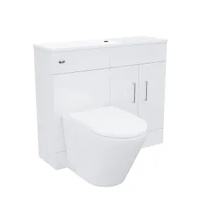 Nes Home James 1000mm White Slimline Vanity Basin, WC Unit & BTW Rimless Toilet